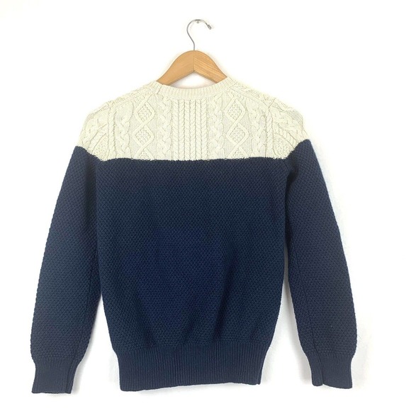 madewell color block crew neck cable knit sweater small - Picture 5 of 7